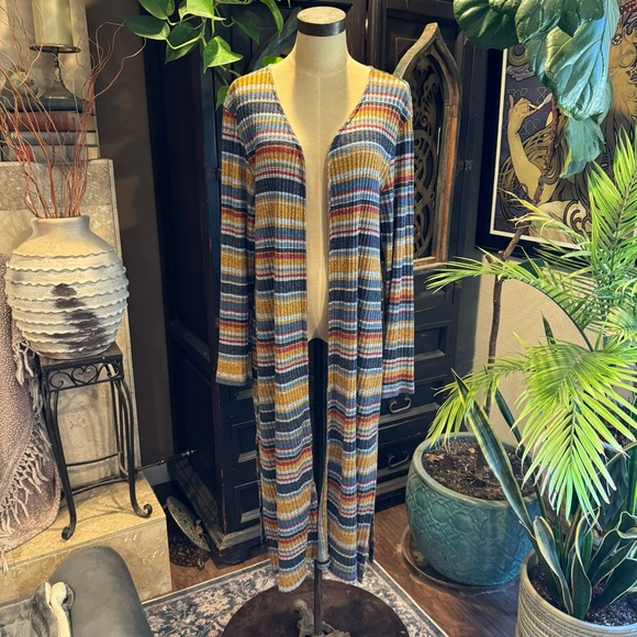 Nikki ribbed stripe duster cardigan plus size - Picture 4 of 12